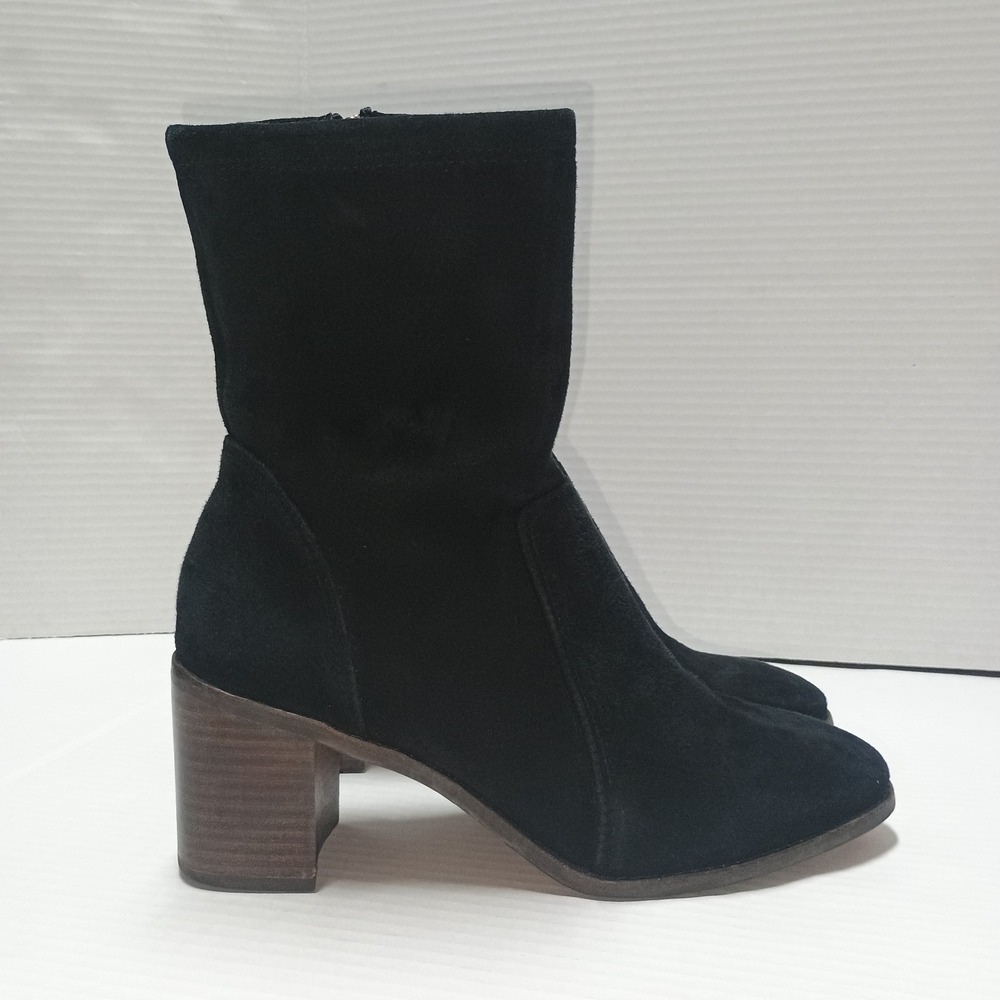 J Jill Black Suede Heel Fall Calf Height Boots Size 8